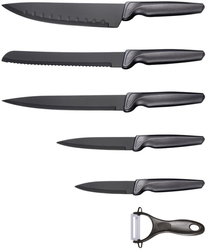 Michelino 6 teiliges Messerset (5 Messer & 1 Sparschäler) Edelstahl scharfe Messerklingen Küchenmesser Fleischmesser Grau Bild 1