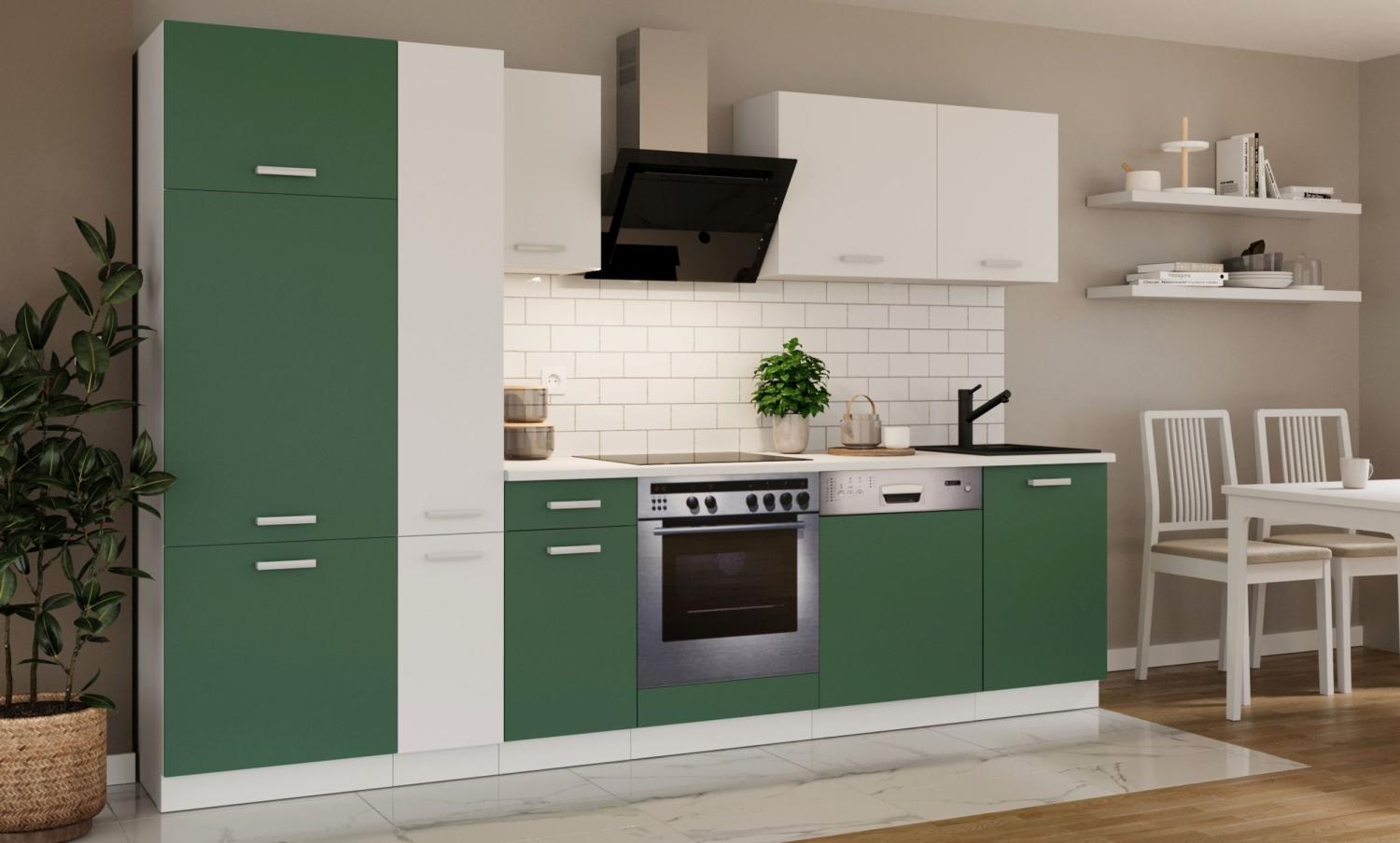 Küche 'Toni' Küchenzeile, Küchenblock, Singleküche, 300 cm, Labrador Grün Bild 1
