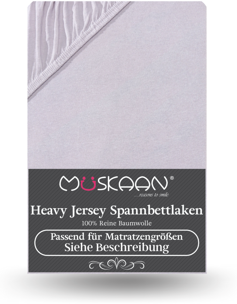 Müskaan - Premium Jersey Spannbettlaken 180x200 cm - 200x220 cm + 40 cm Boxspringbett 160 g/m² silber Bild 1