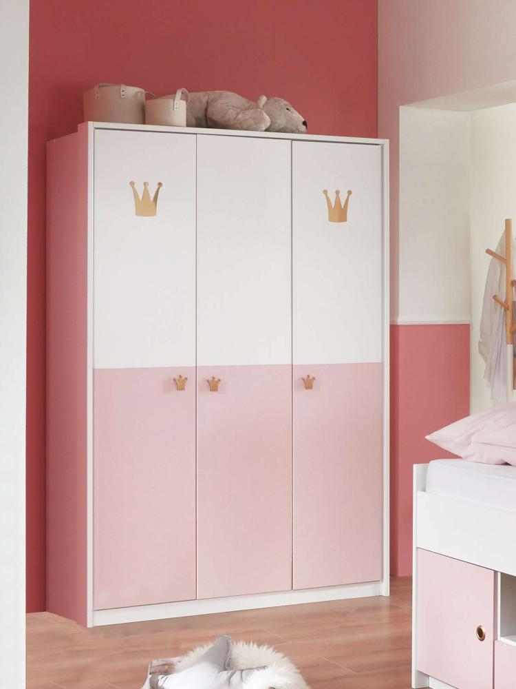 Stylefy Emilie II Kleiderschrank Weiß Pastellrosa Bild 1