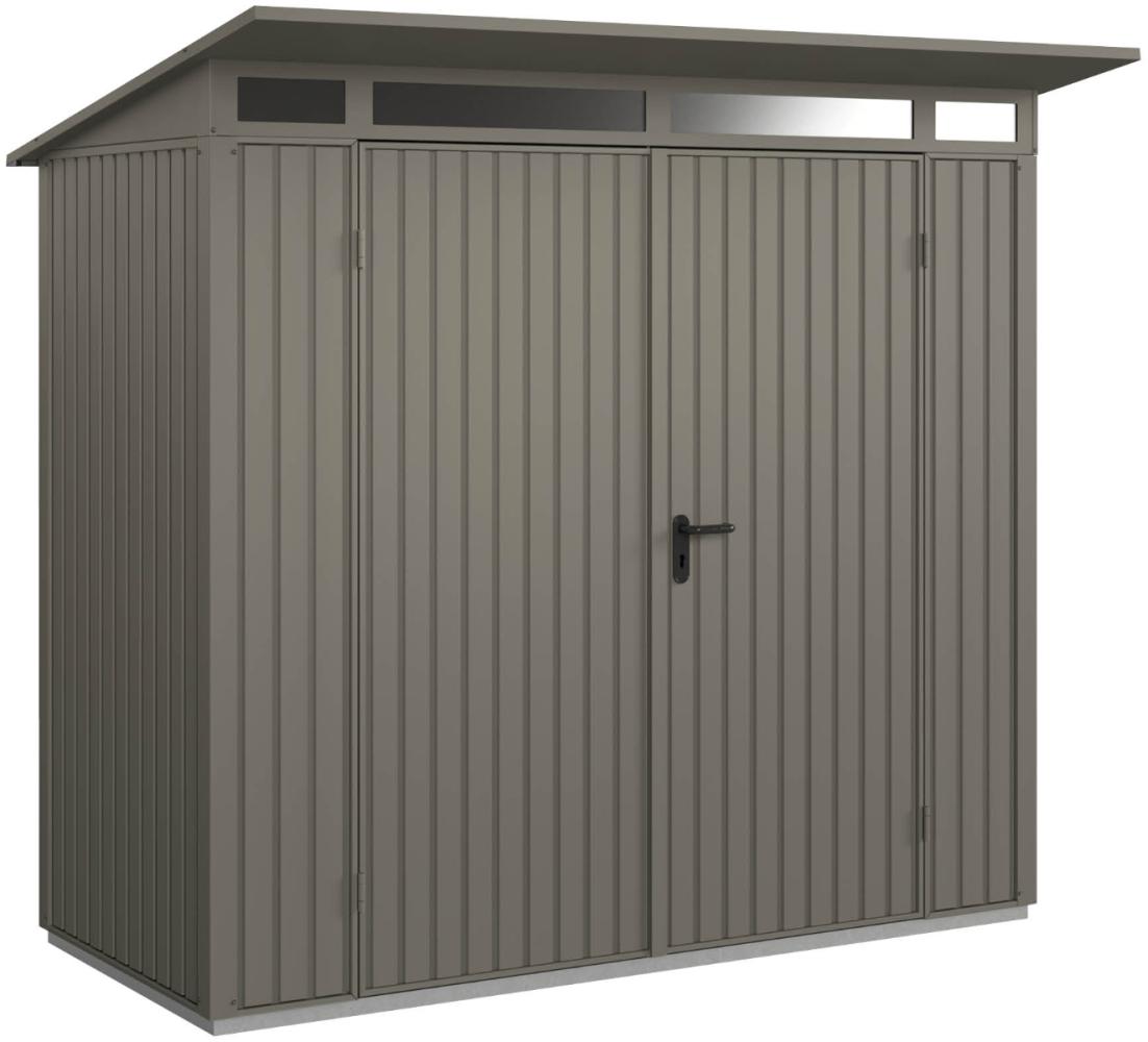 Hörmann Metall-Gerätehaus Berry Classic mit Pultdach Typ 1, 248 x 153 cm, quarzgrau, 3,8 m²,2-flüglige Tür Bild 1