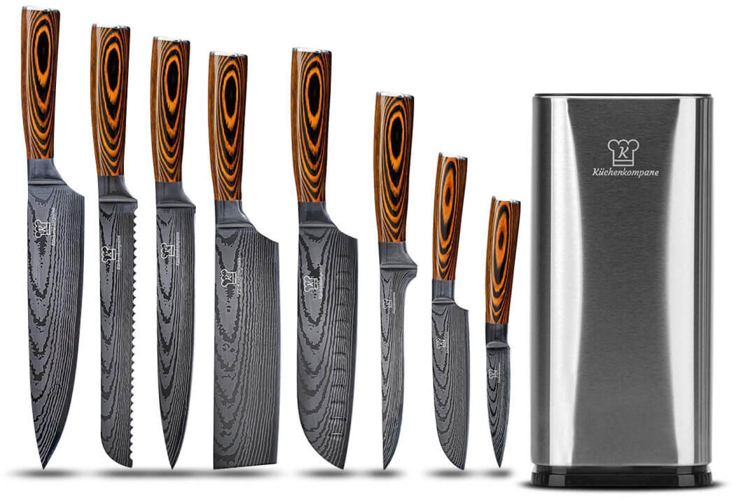 Professionelles Edelstahl Messerset Akarui mit Edelstahl Messerblock - 8-teiliges Küchenmesser Set - rostfrei & scharf - Designed in Germany Bild 1