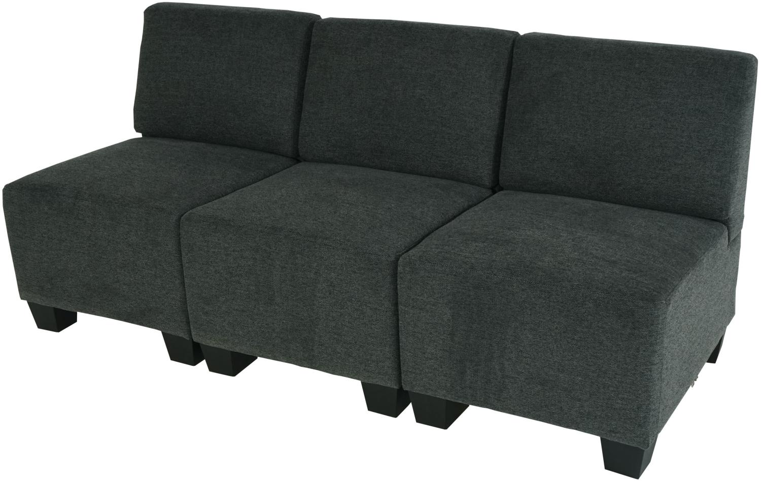 Modular 3-Sitzer Sofa Couch Lyon, Stoff/Textil ~ anthrazit-grau, ohne Armlehnen Bild 1