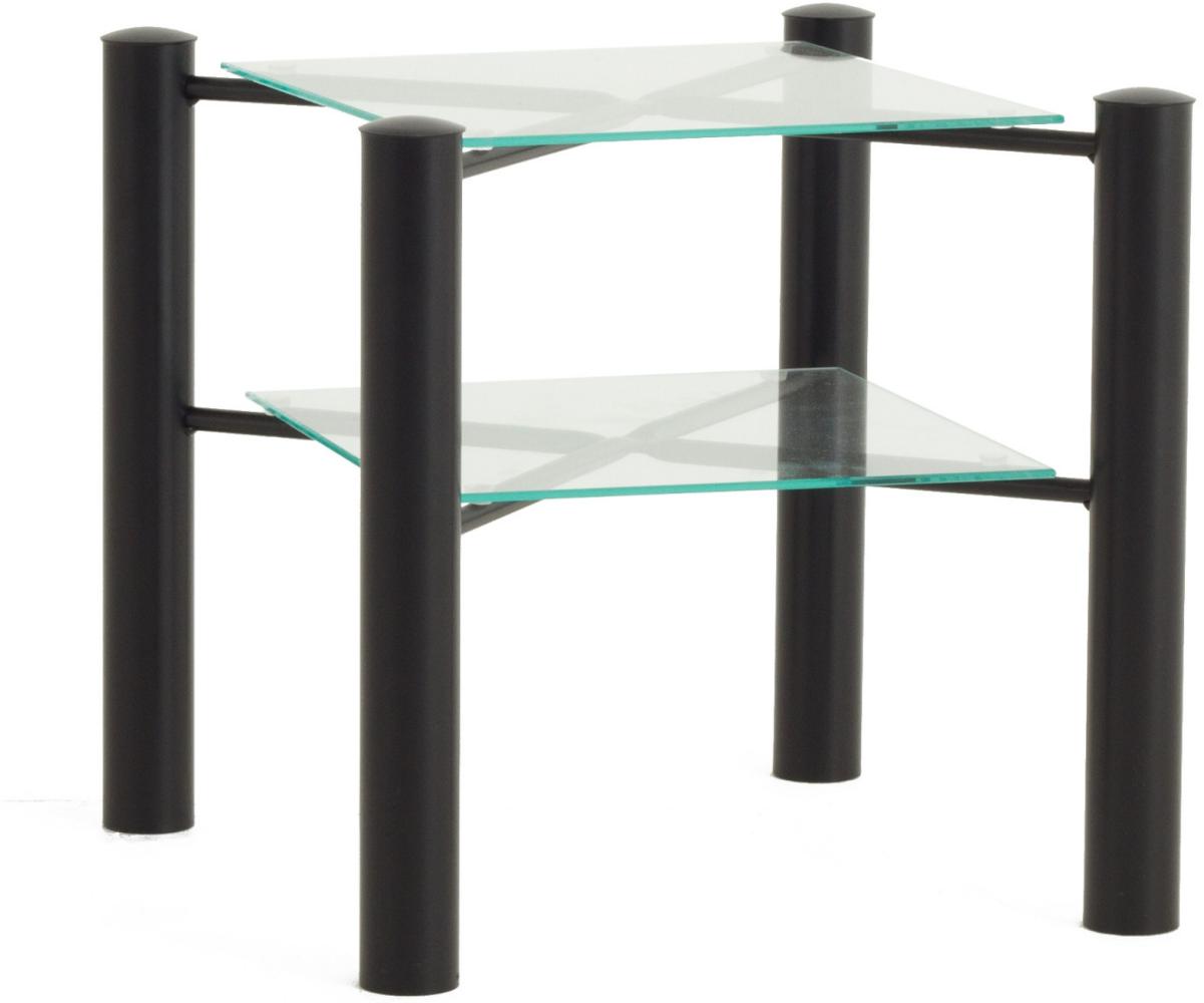 Dico Metall Nachttisch Beistelltisch mit 2 Glasauflagen 076 Weiß struktur Bild 1