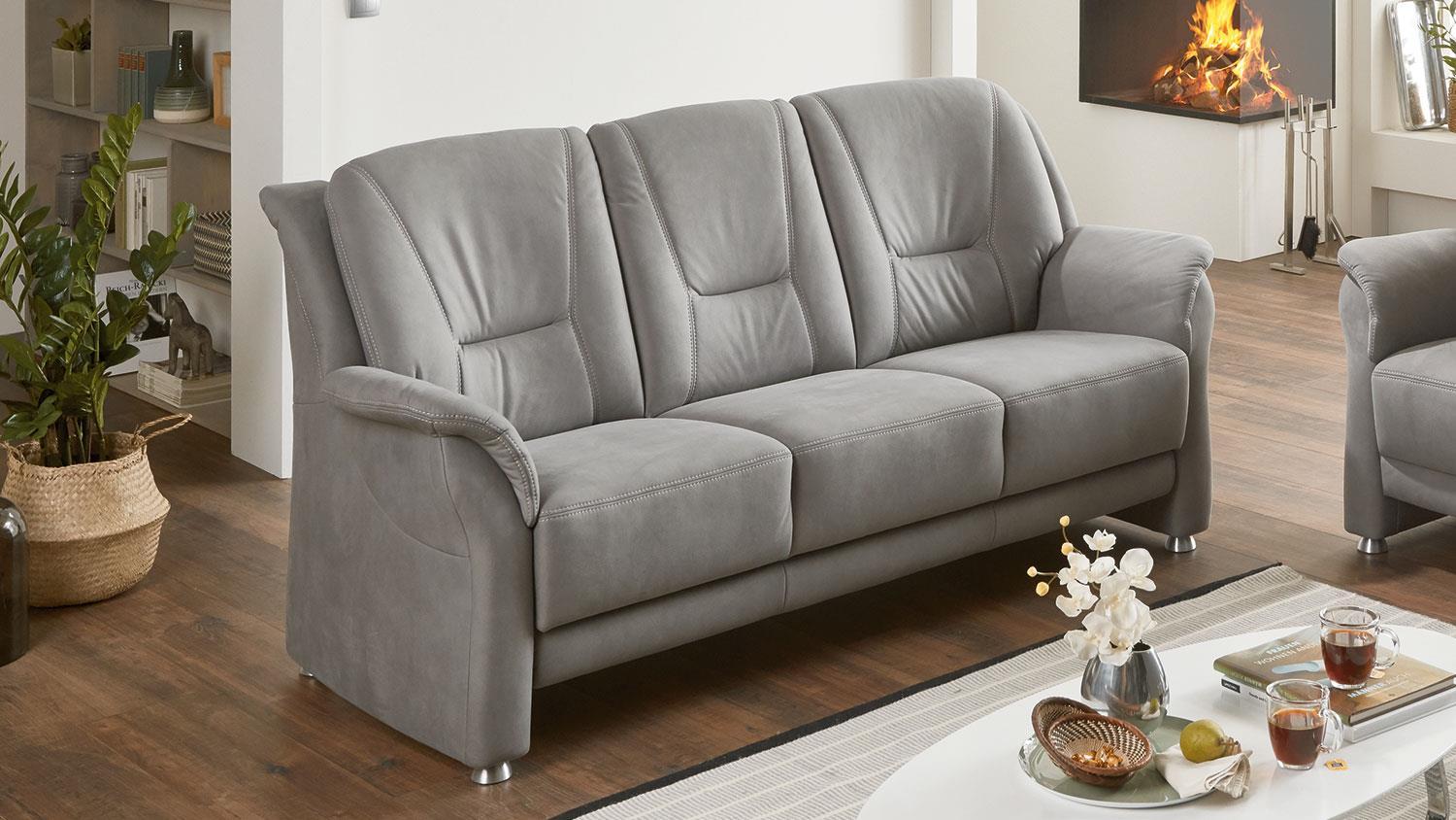 Sofa PEDINA 3-Sitzer Polstersofa Couch Feeling grau 198 cm Bild 1