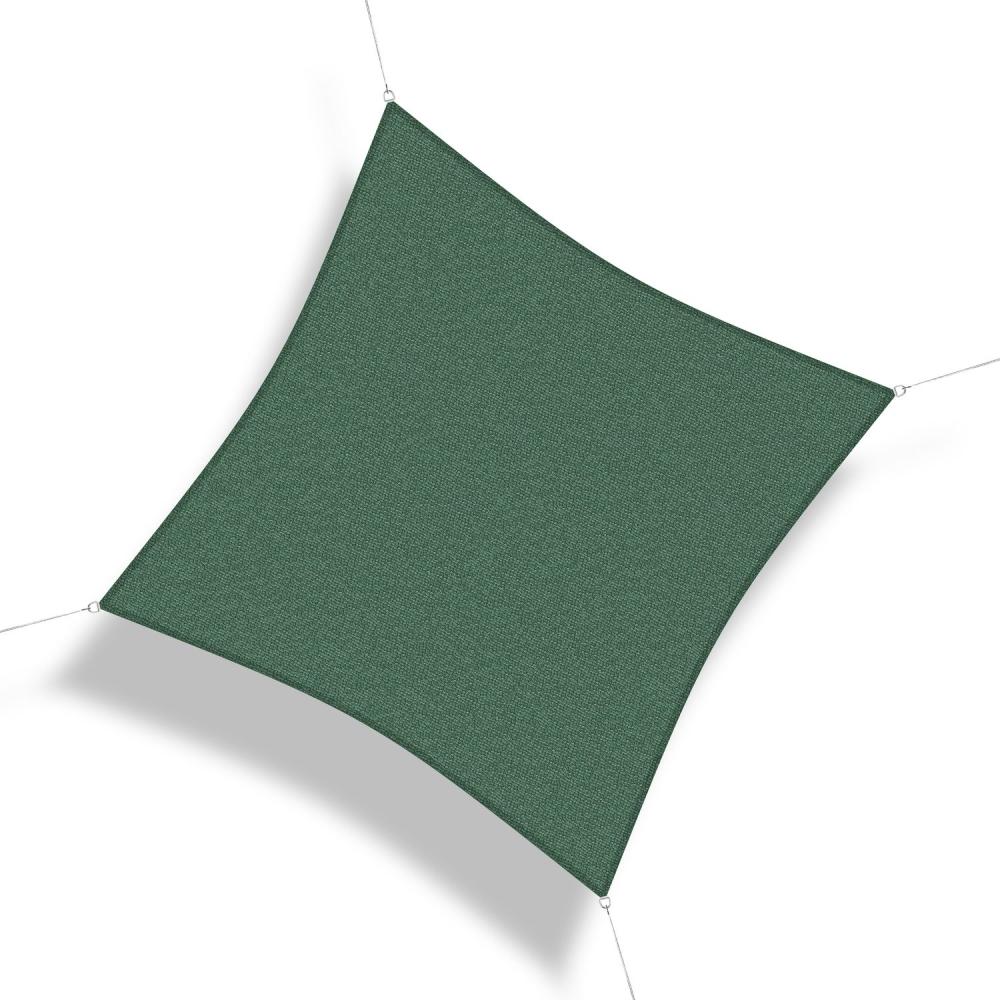 Corasol 160026 Premium Sonnensegel, 5 x 5 m, Quadrat, Wind- & wasserdurchlässig, grün Bild 1