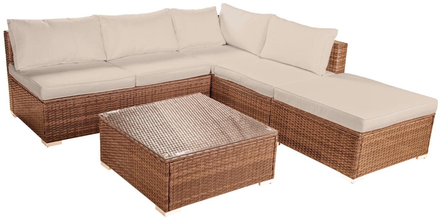 BRAST Gartenmöbel Lounge Sofa Couch Set Oase Braun Poly-Rattan für 4 Personen Bild 1