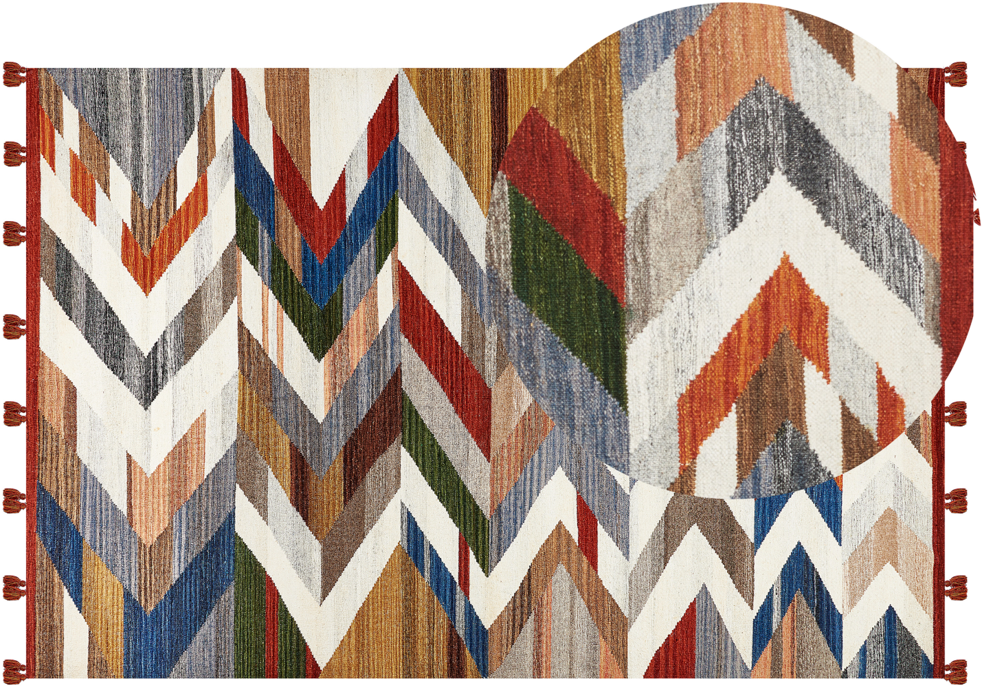 Kelim Teppich Wolle mehrfarbig 200 x 300 cm ZickZack Muster Kurzflor KANAKERAVAN Bild 1