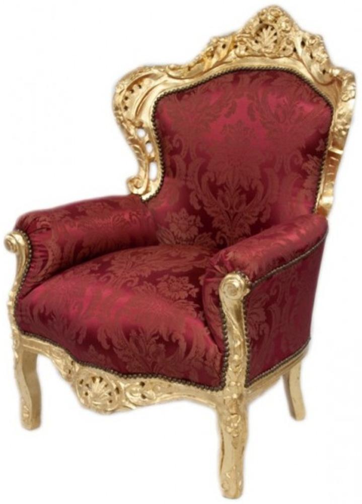 Casa Padrino Barock Sessel King Bordeaux Muster / Gold Mod2 - Möbel im Antikstil Bild 1