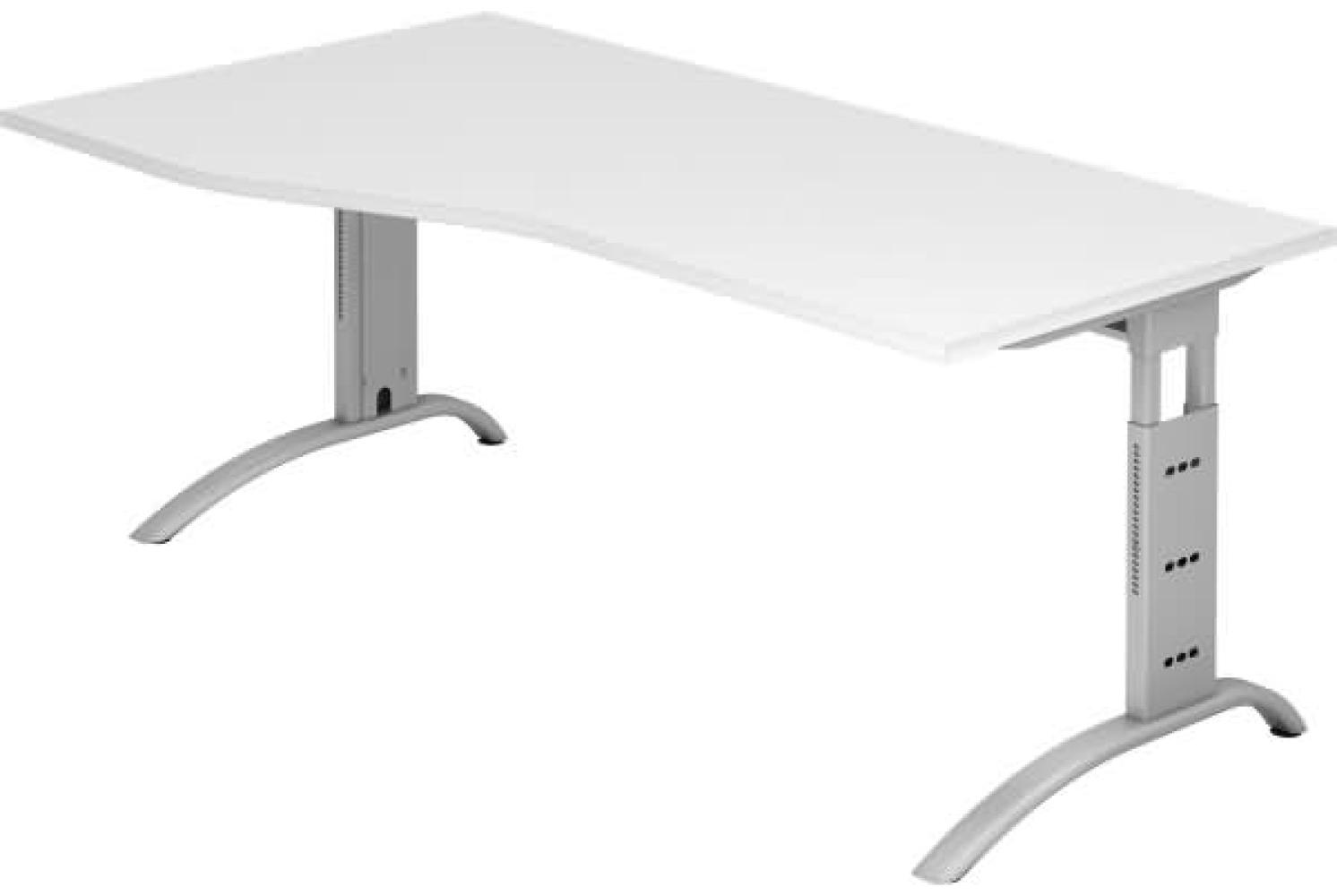 Schreibtisch FS18 C-Fuß 180x100 / 80cm Weiß Gestellfarbe: Silber Bild 1
