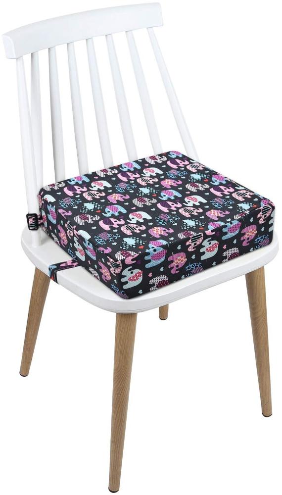 Sitzerhöhung Stuhl, AOIEORD Segeltuch Karikatur Waschbar 2 Gurte Sicherheitsschnalle Sitzerhöhung Kinder für Esstisch, Tragbares Boostersitze (Elefant pink) Bild 1