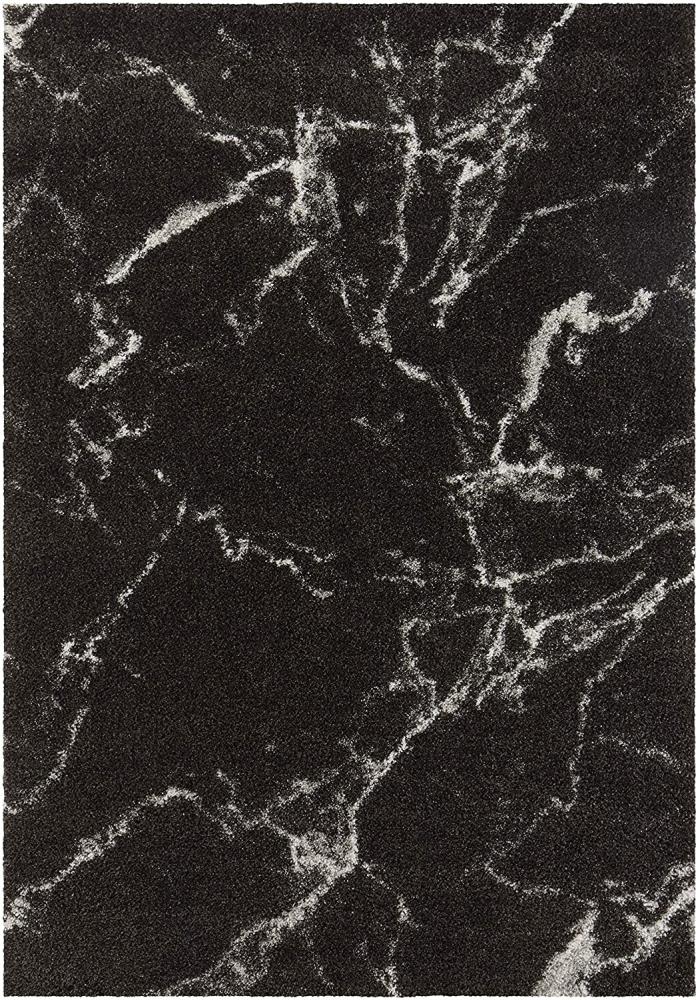 Hochflor Teppich MAYRIN Schwarz Creme - 200x290x3cm Bild 1