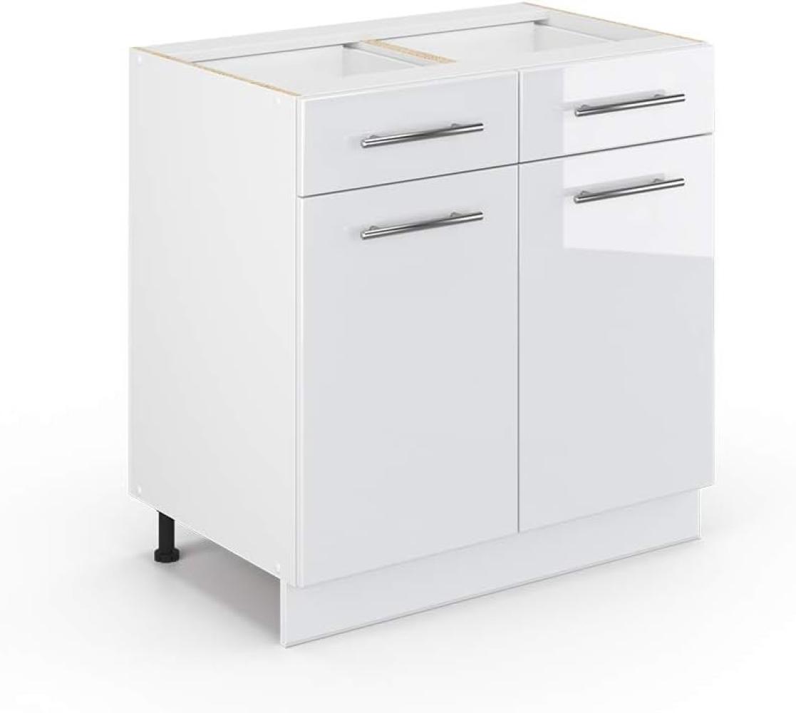 Vicco Küchenschrank Hängeschrank Unterschrank Küchenzeile Hochglanz Fame-Line (Weiß Hochglanz, Schubunterschrank 80 cm) Bild 1