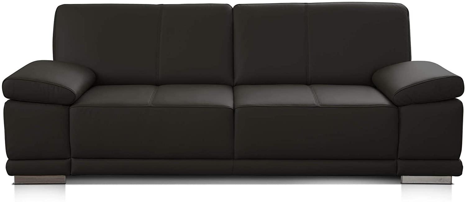 CAVADORE 2,5-Sitzer Sofa Corianne / Kleine Echtleder-Couch im modernen Design /Mit Armteilverstellung / 192 x 80 x 99 / Echtleder dunkelbraun Bild 1