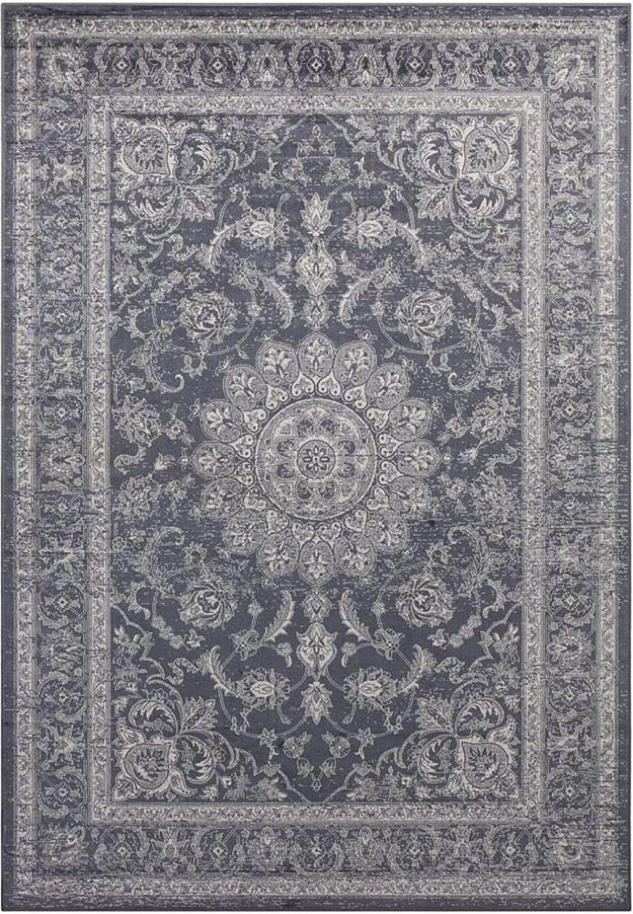 Orientalischer Samt Teppich Täbris - 160x230x0,3cm - antrazit, silber Bild 1