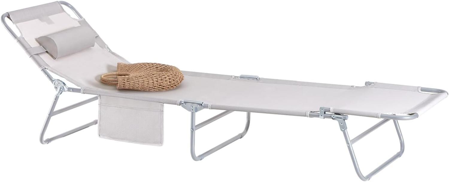 SoBuy OGS35-MI Gartenliege Sonnenliege Relaxliege mit Seitentasche Liegestuhl klappbar Strandliege Bild 1