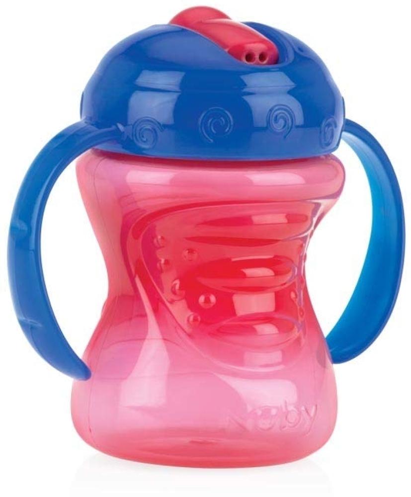 2-in-1-Becher mit hartem Ausguss 240 ml blau-rot Bild 1