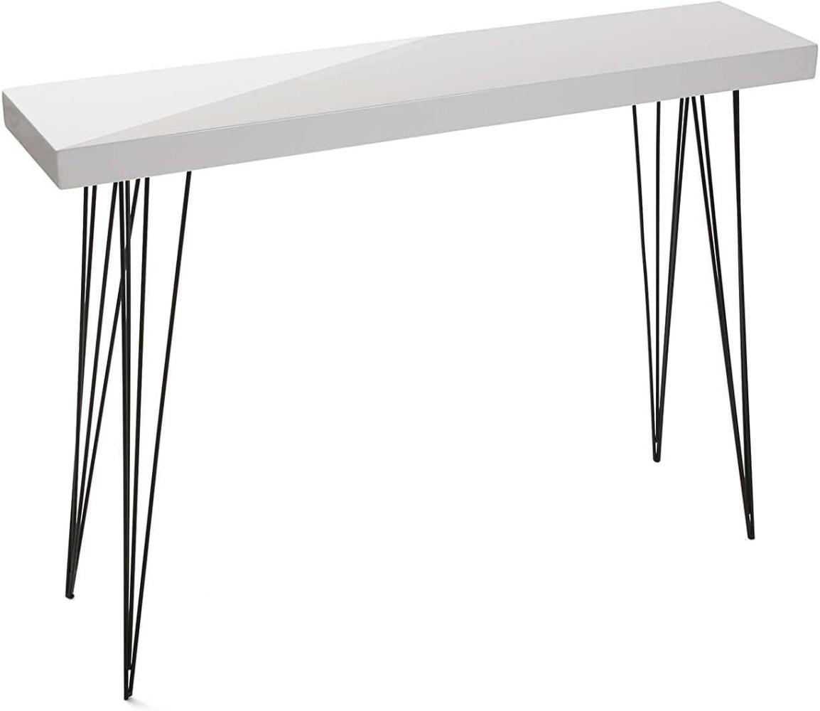 Versa White Dallas Schmales Möbelstück für den Eingangsbereich oder Flur, Moderner Konsolentisch, Maßnahmen (H x L x B) 80 x 25 x 110 cm, Holz und Metall, Farbe: Weiß Bild 1