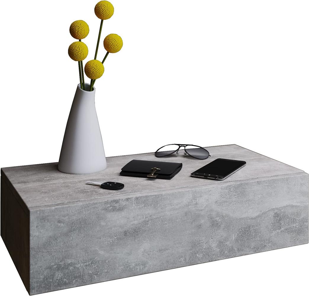 VCM Blado Maxi Wandregal/Wandschrank/Wandschublade mit schublade Nachttisch, Holzdekor, Beton-Optik, 15 x 60 x 31. 5 cm Bild 1