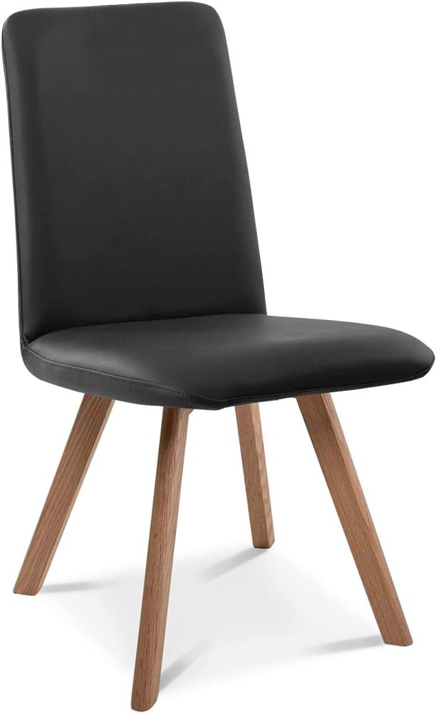 Möbel-Eins GLORIA Polsterstuhl, Gestell Massivholz schwarz mit Drehfunktion Echtleder Bild 1