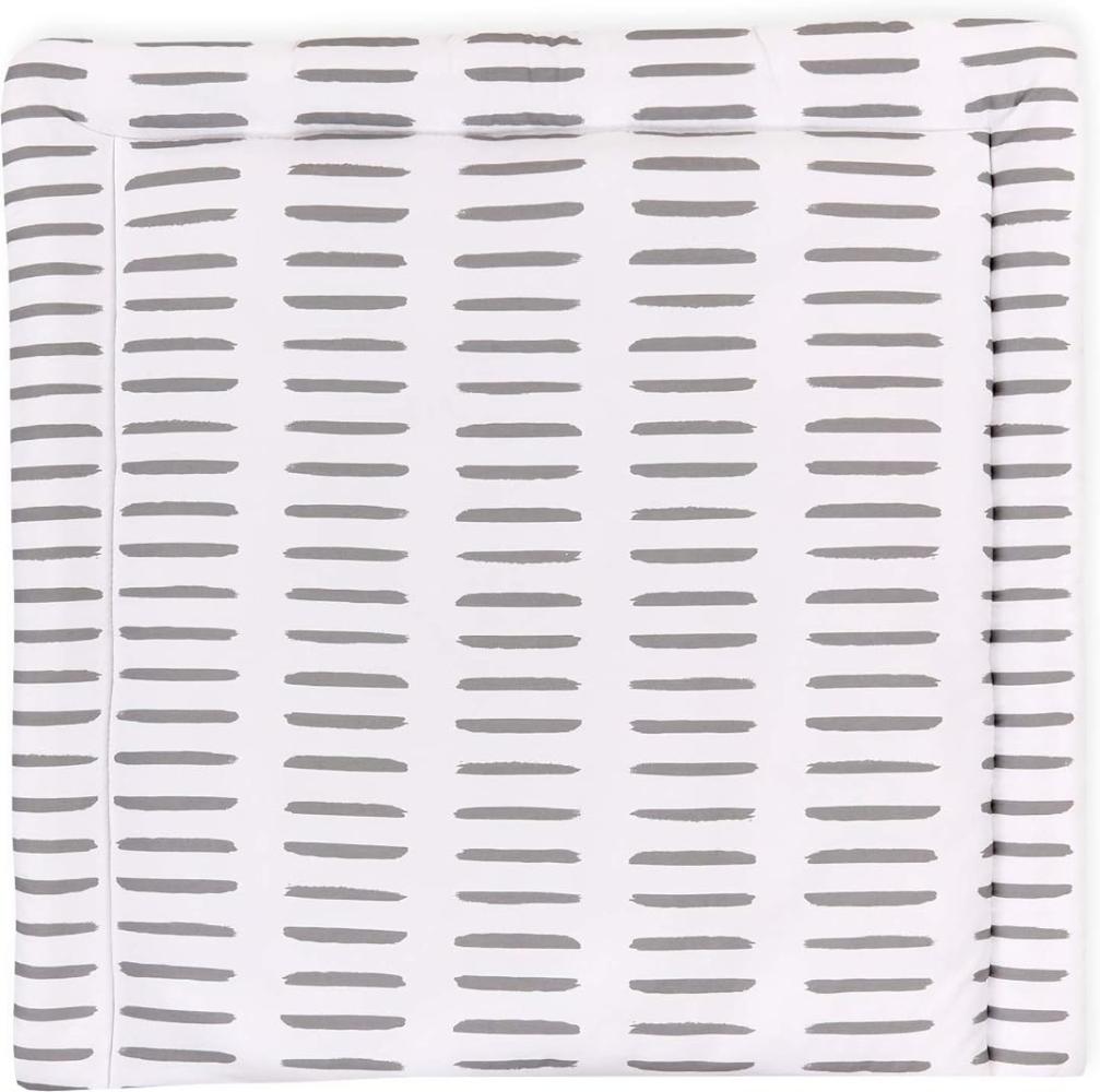 KraftKids Wickelauflage in graue Striche auf Weiß, Wickelunterlage 60x70 cm (BxT), Wickelkissen Bild 1
