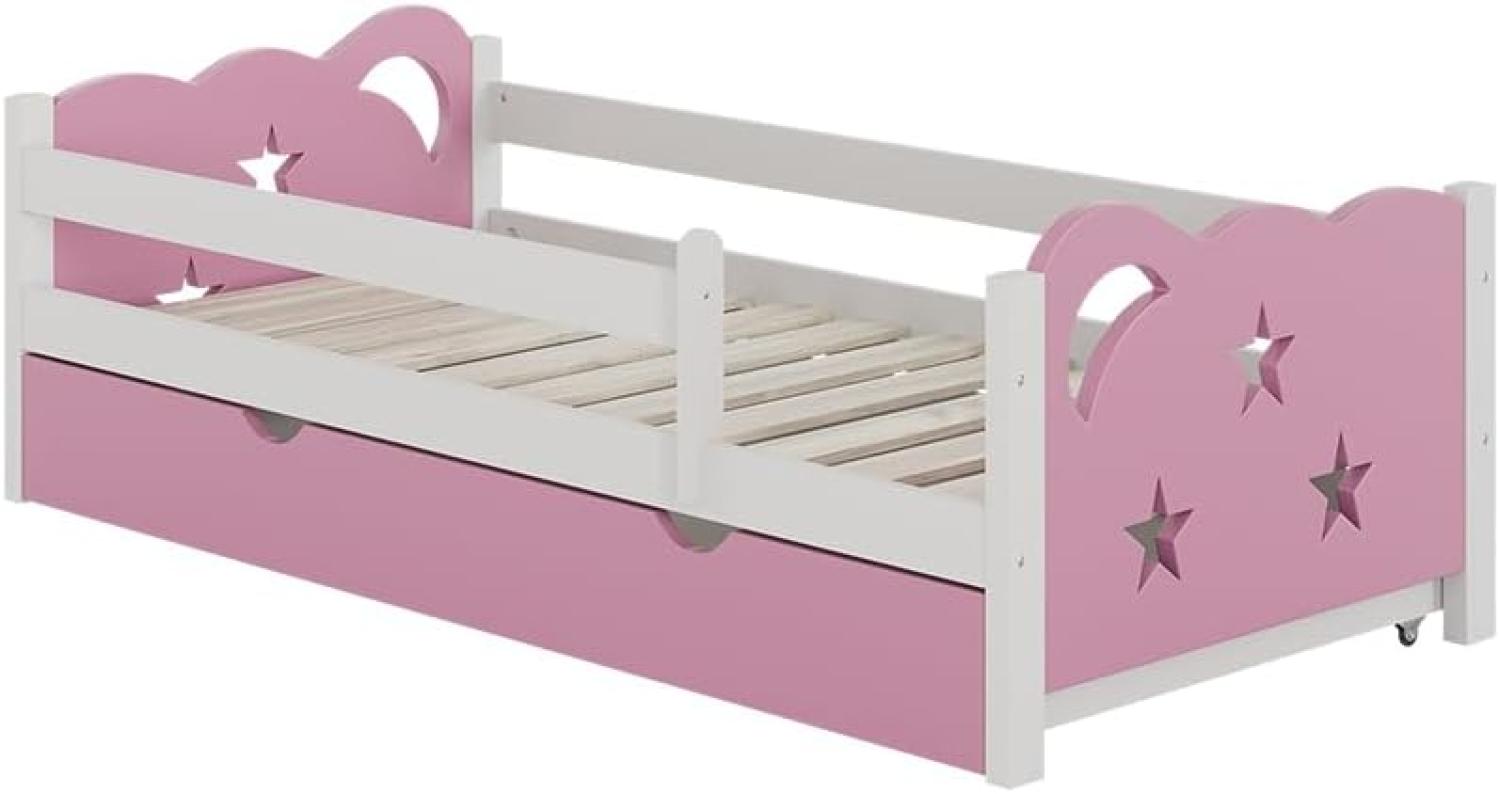 Livinity 'Jessica' Kinderbett, inkl. Bettschublade, Rausfallschutz, Weiß/Pink, 160x80 cm, modern Bild 1