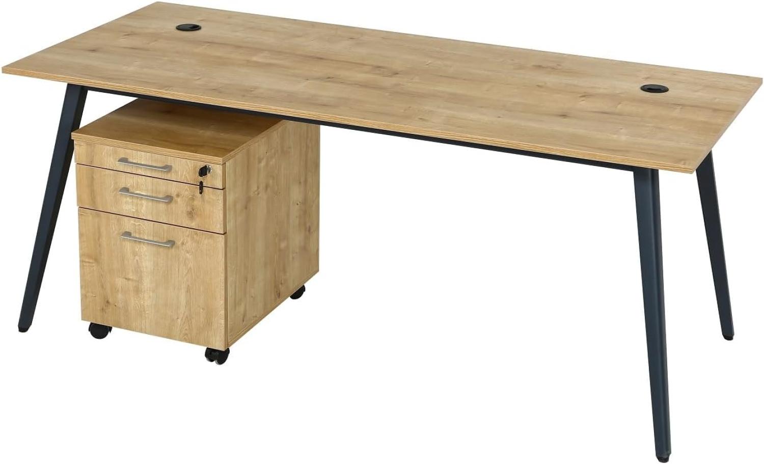 Furni24 Schreibtisch, modernes Design, für Jugendzimmer Büro, große Arbeitsfläche (180X80X75cm) Bild 1