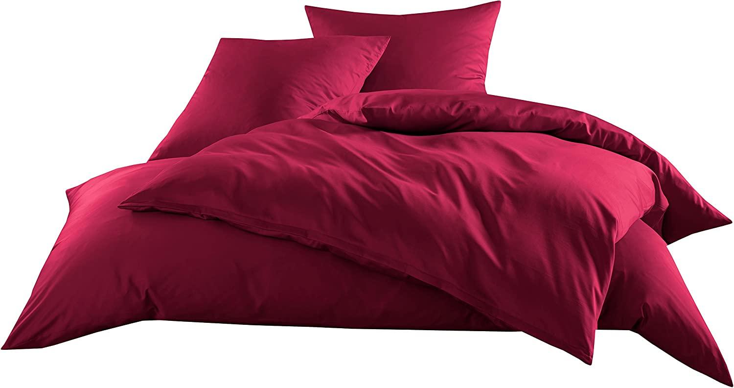 Bettwaesche-mit-Stil Mako-Satin / Baumwollsatin Bettwäsche uni / einfarbig pink Kissenbezug 40x80 cm Bild 1