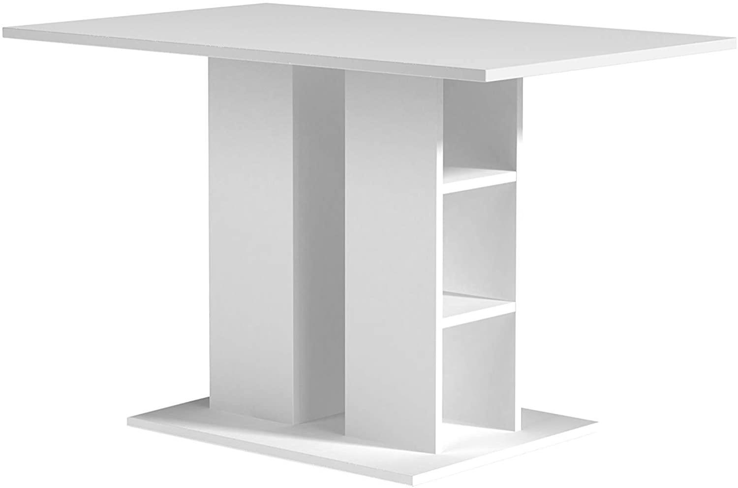 byLIVING Mattis Säulentisch mit robuster und pflegeleichter Melamin Oberfläche in weiß. Für mehr Stauraum sind Fächer in der Säule eingebaut, Holzwerkstoff, 70 x 110, H 75 cm Bild 1