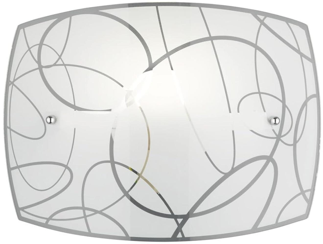Exklusive Wandleuchte SPIRELLI 30x22cm Glasschirm in weiß mit dezentem Dekor Bild 1