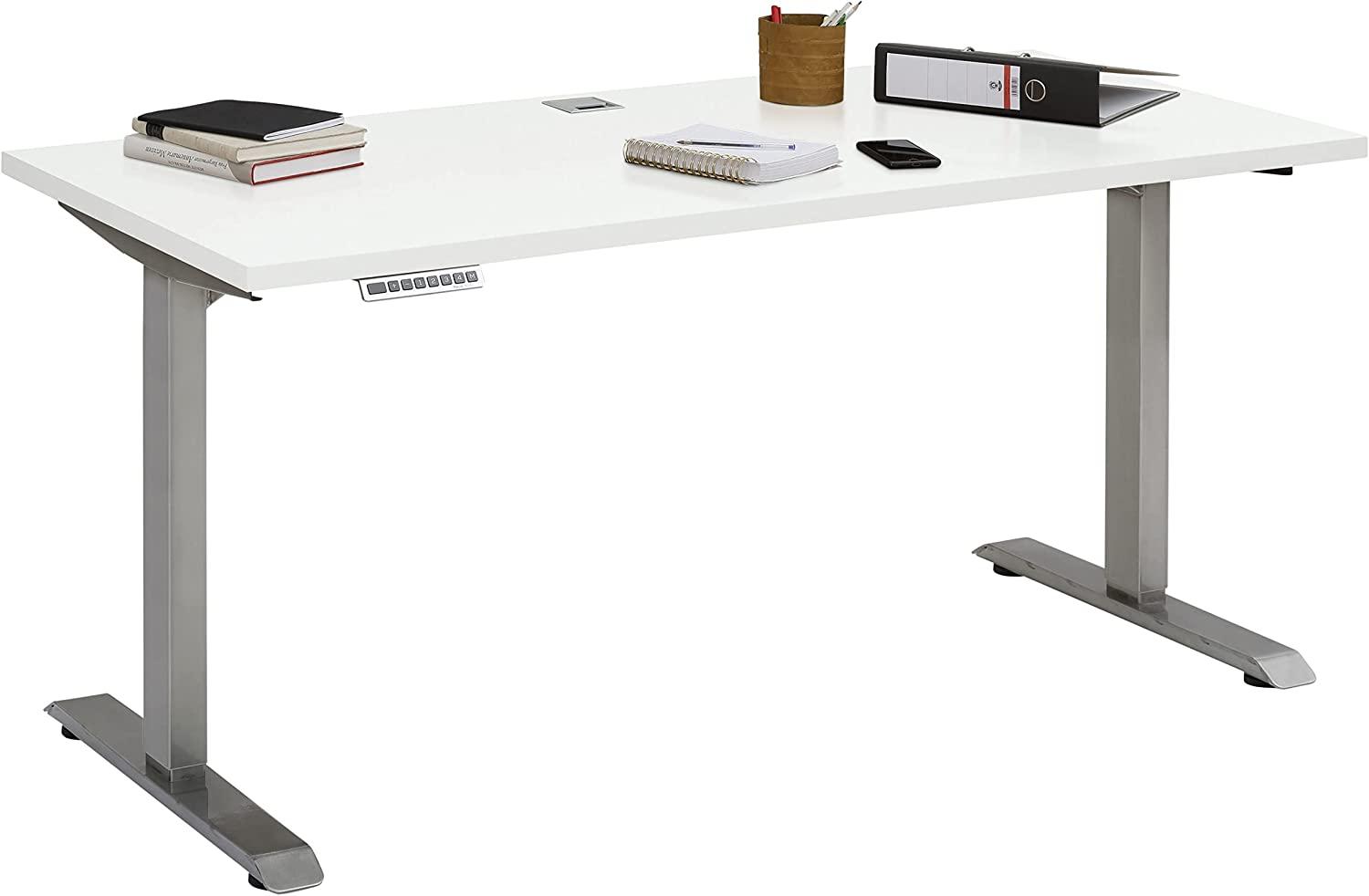 Schreibtisch >EDJUST< (BxHxT: 150x120x80 cm) Roheisen lackiert - weiß matt Bild 1