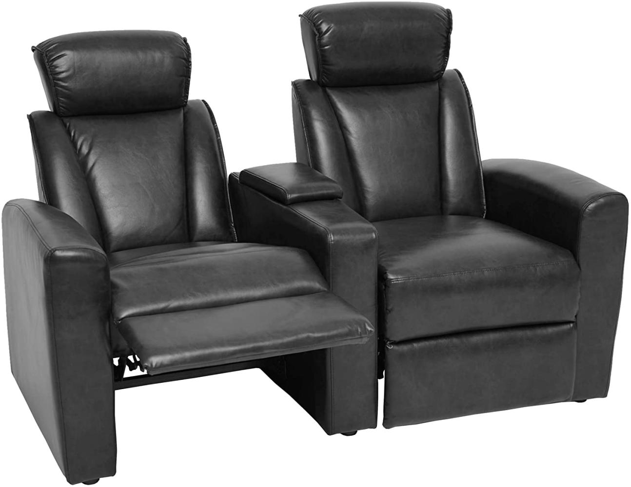 2er Kinosessel HWC-H30, Relaxsessel Fernsehsessel Zweisitzer Sofa, Staufach Soft Touch Kunstleder ~ schwarz Bild 1
