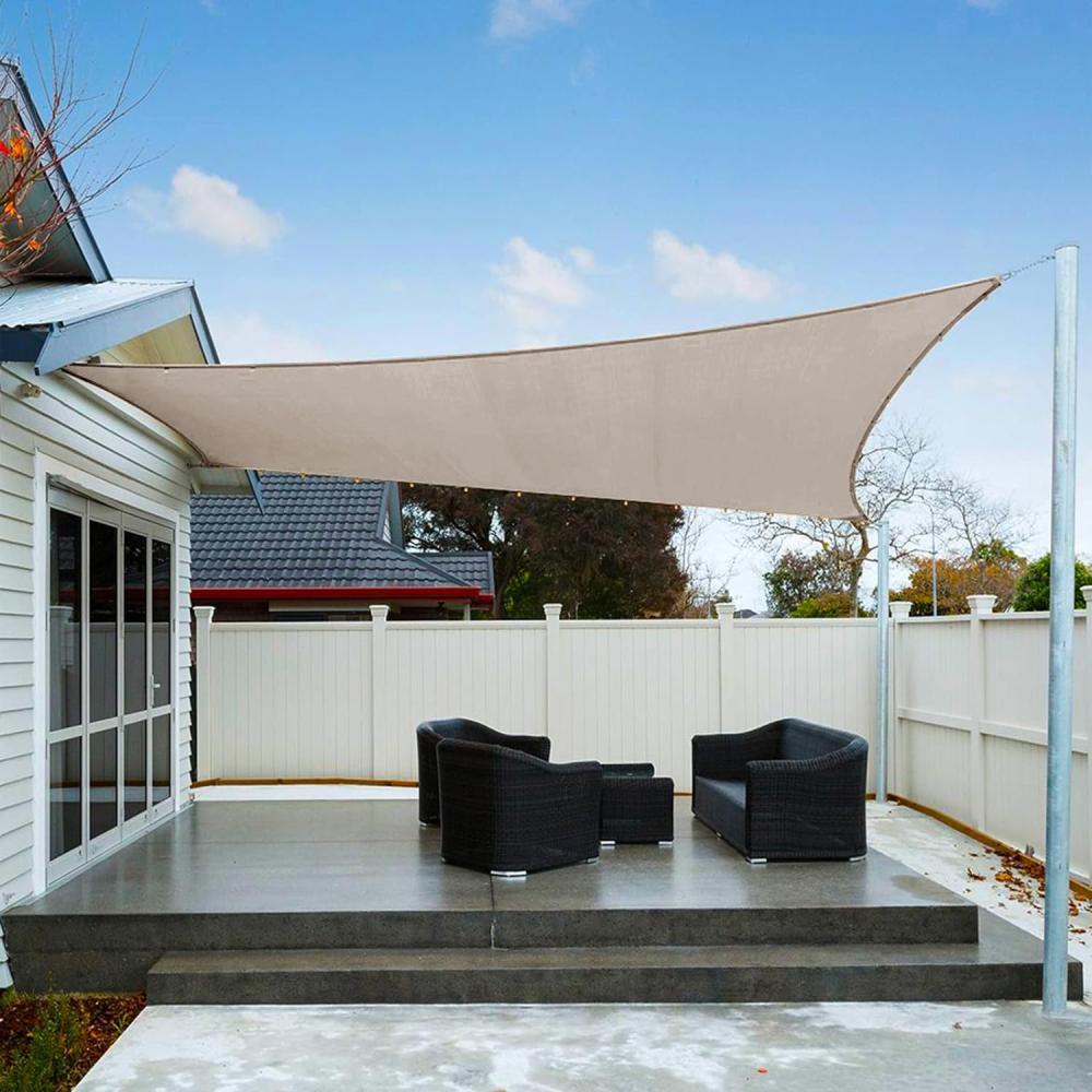 AXT SHADE Sonnensegel Wasserdicht Rechteckig 2x3m Wetterschutz Sonnenschutz PES Polyester mit UV Schutz für Terrasse Balkon Garten-Taupe Bild 1