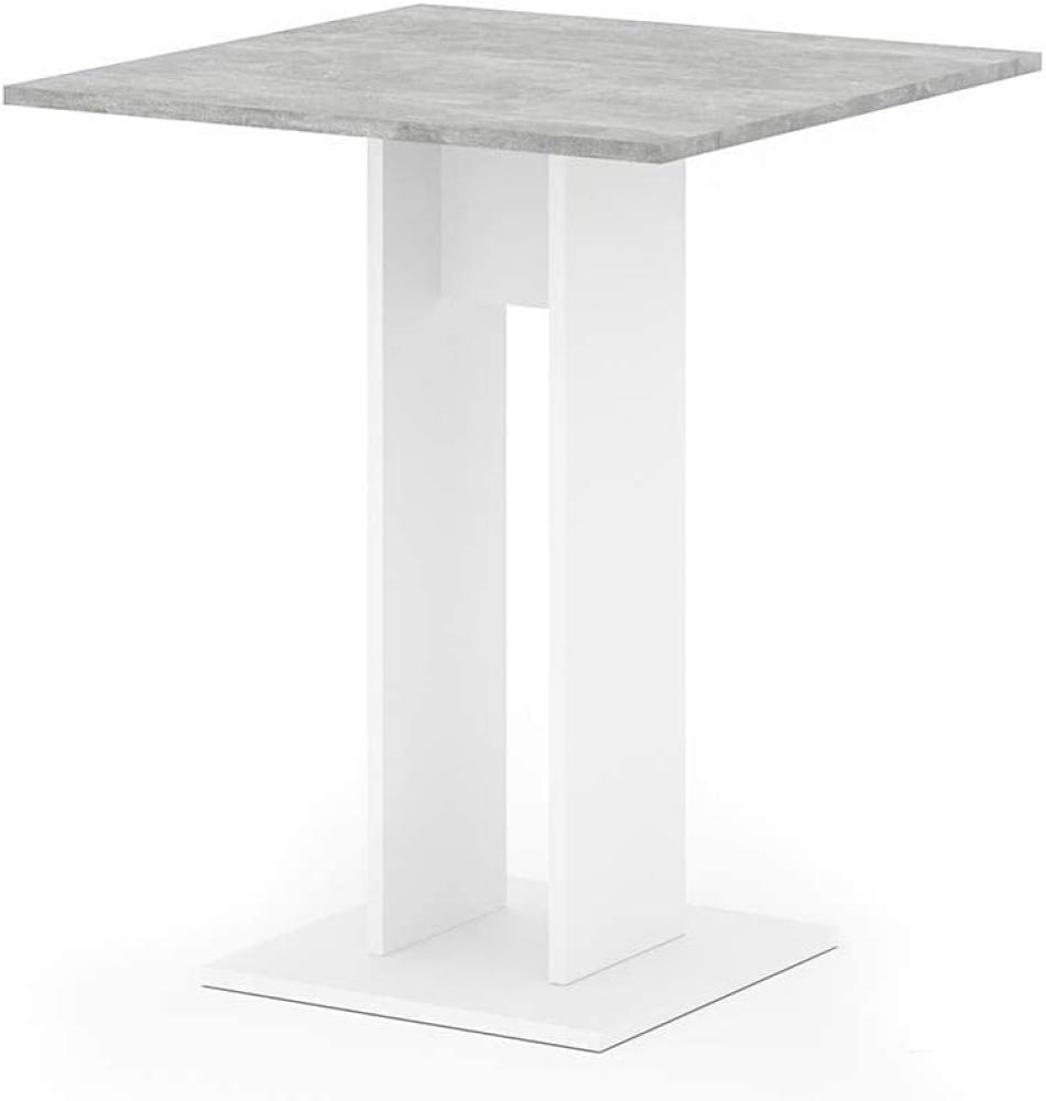 VICCO Esstisch EWERT Säulentisch weiß beton 65x65 cm Bild 1