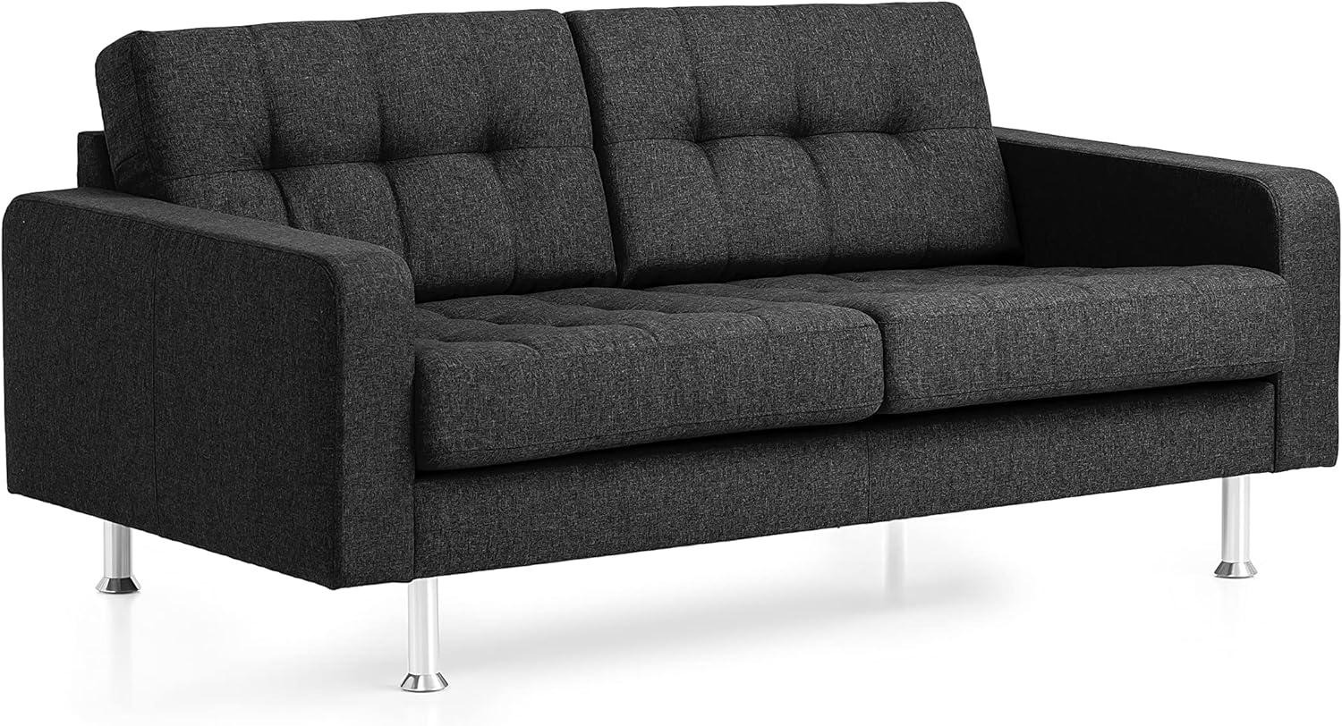 Traumnacht Sofa Laval, 2-Sitzer Couch mit Stoffbezug und Metallfüßen, produziert nach deutschem Qualitätsstandard, anthrazit, 166 x 92 x 65 cm Bild 1
