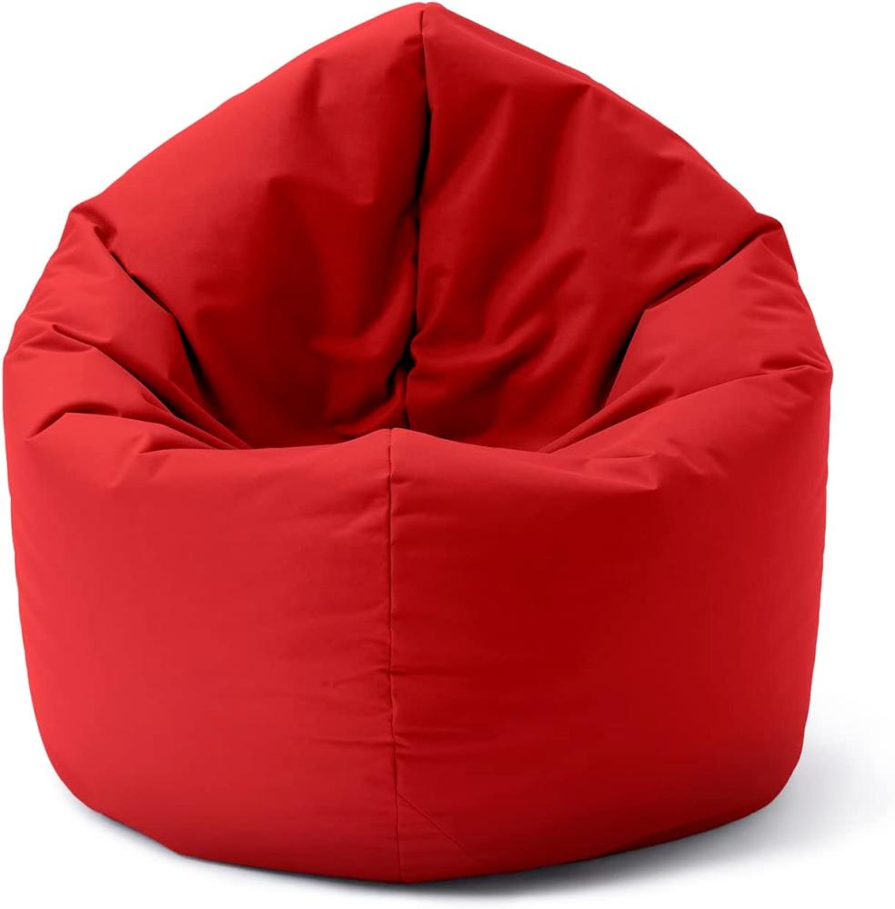 Lumaland Indoor/Outdoor-Sitzsack, Runder 2-in-1-Sitzsack für draußen und drinnen, 300l Füllung, 120 x 80 x 75 cm, wasserabweisend und robust, Rot Bild 1