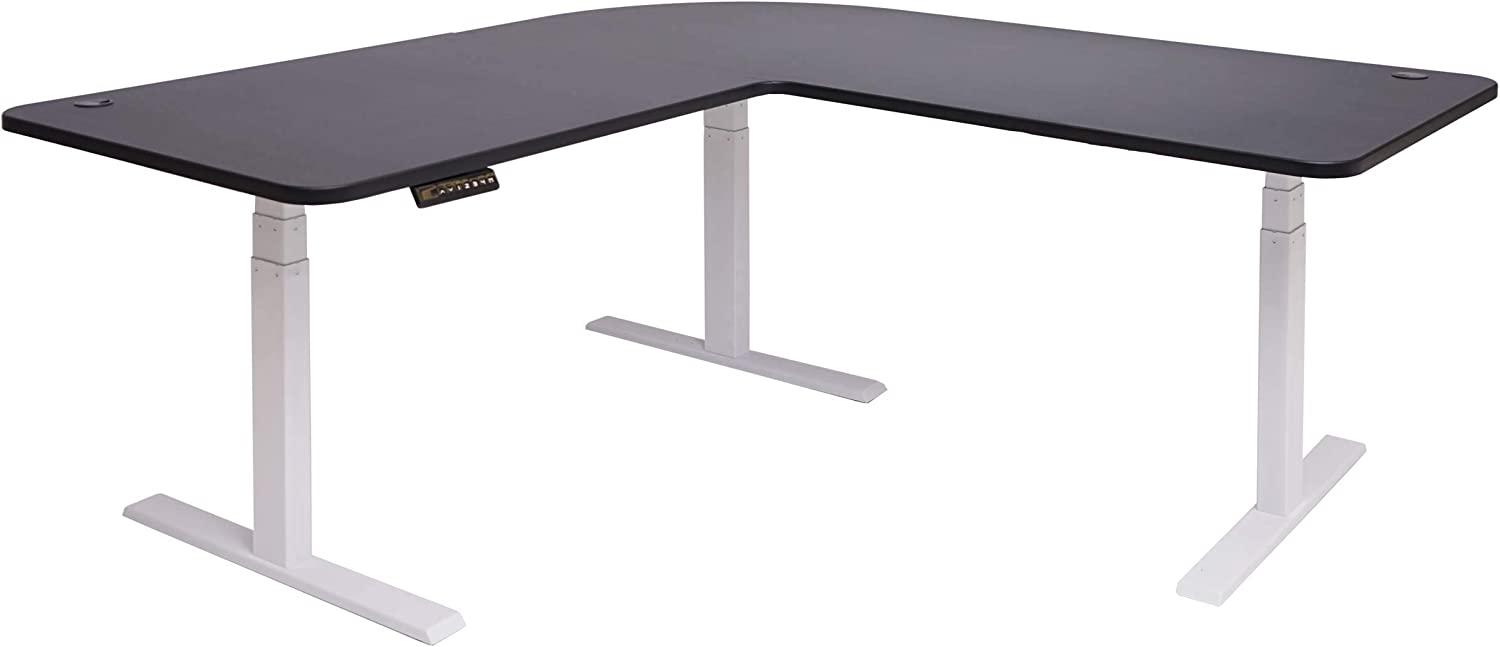 Eck-Schreibtisch, schwarz/weiß, elektrisch höhenverstellbar Bild 1