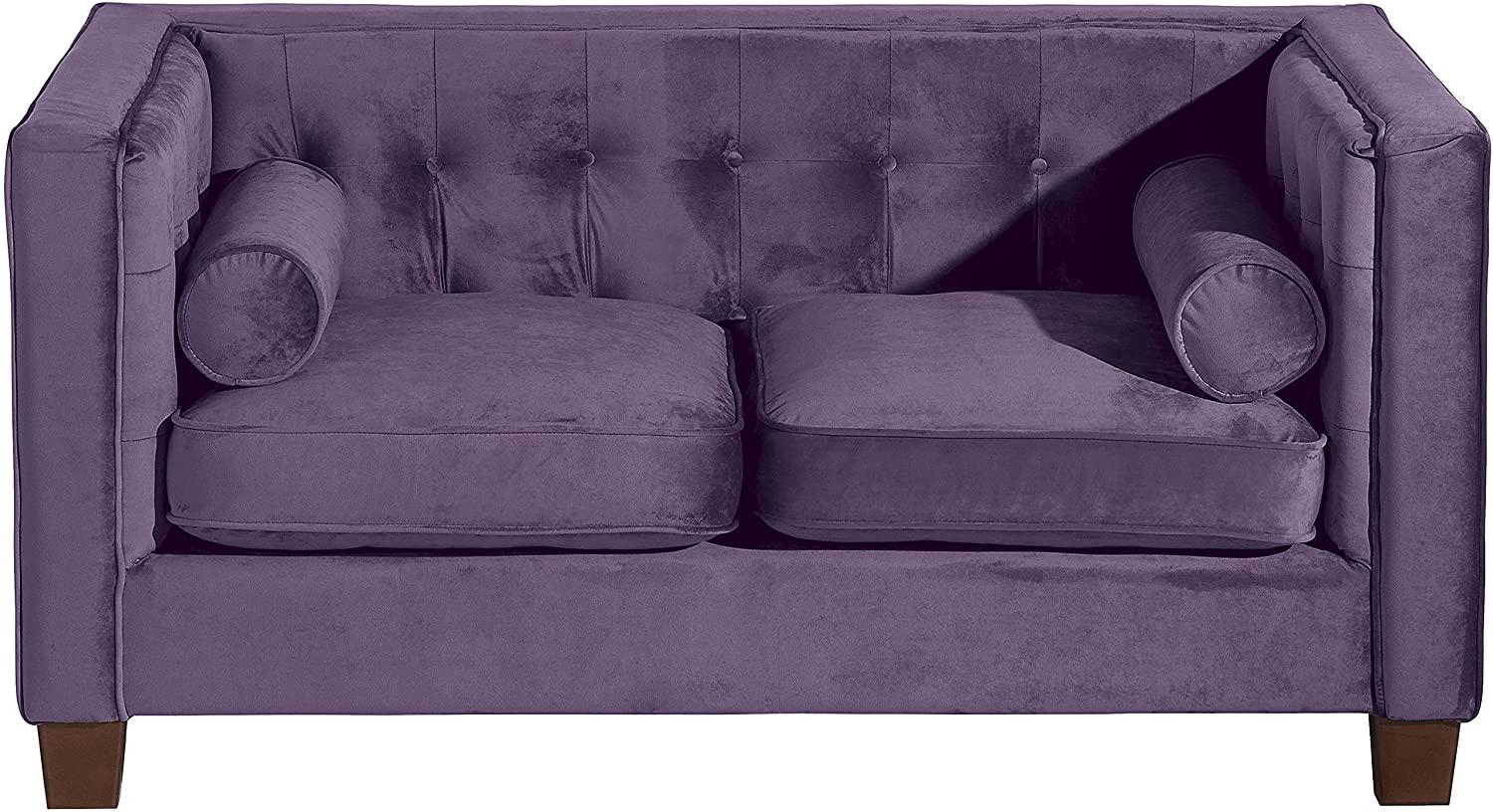 Jobbia Sofa 2-Sitzer (2-teilig) Samtvelours Violett Buche Nussbaumfarben Bild 1