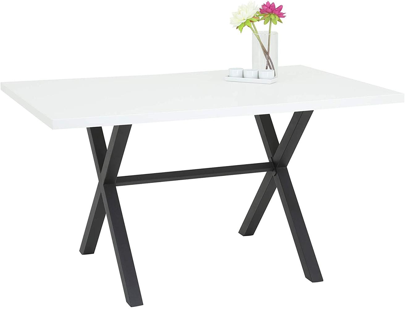 Esstisch BONNY Tisch weiß und Metall anthrazit Bild 1