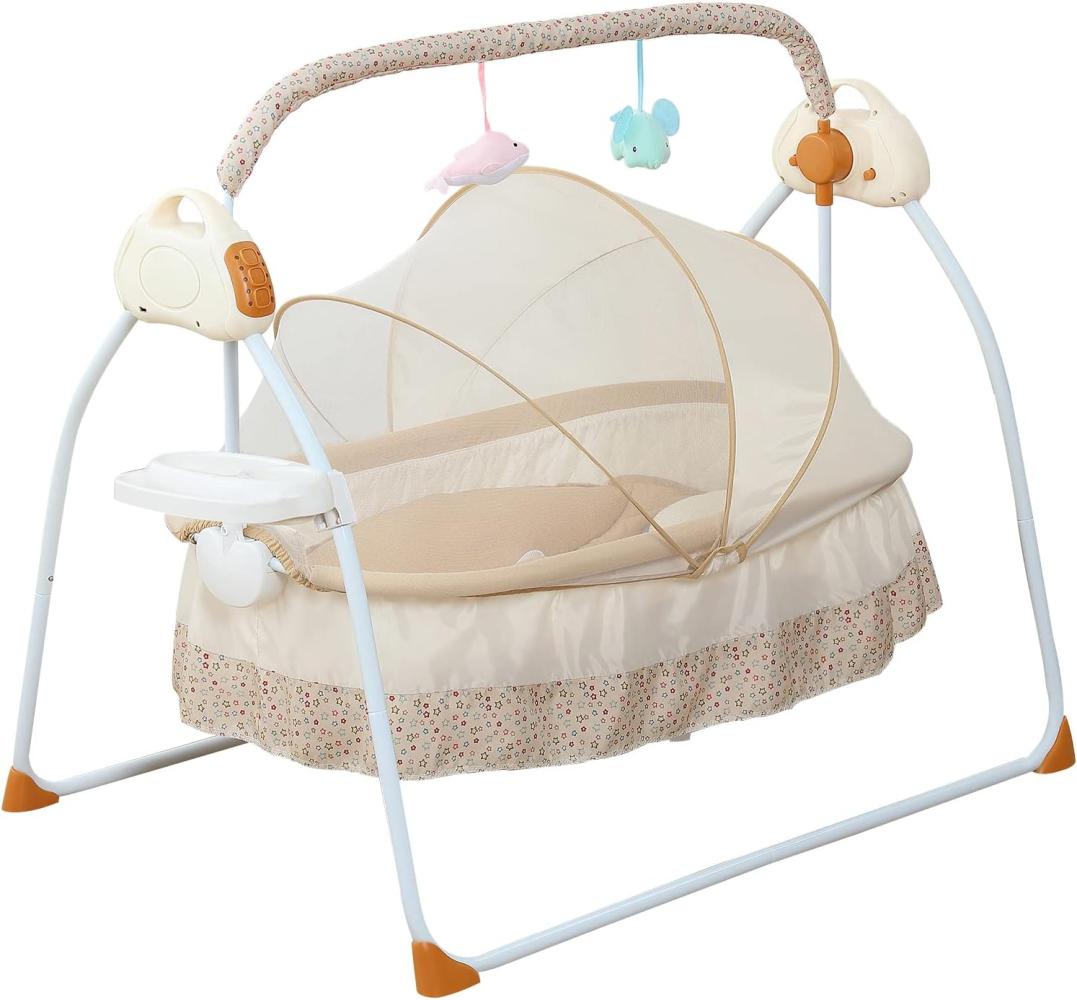 Elektrische Babybett, 3-speed Kinderbett Babyschaukel mit Spielzeugen Elektrische Baby Wiege Mit Matratze Moskitonetz Wiege Bild 1