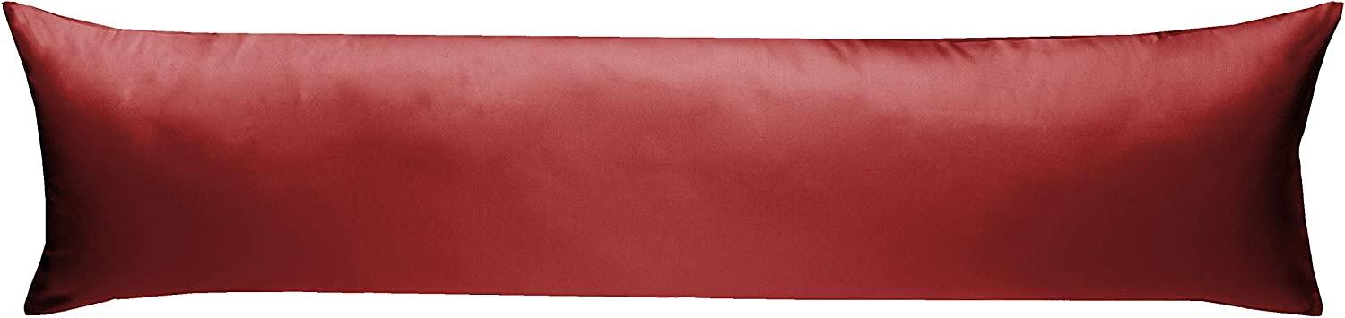 Mako-Satin Seitenschläferkissen Bezug uni / einfarbig rot 40x145 cm von Bettwaesche-mit-Stil Bild 1