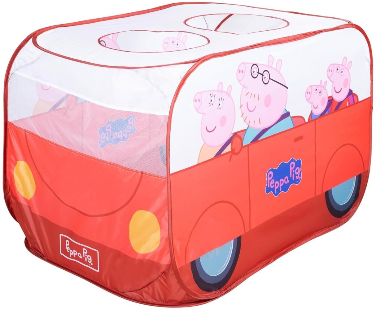 roba Pop-Up Spielzelt Peppa Pig - Kinderzelt in Autoform mit automatischer Klappfunktion - Indoor & Outdoor - Rot / Weiß Bild 1