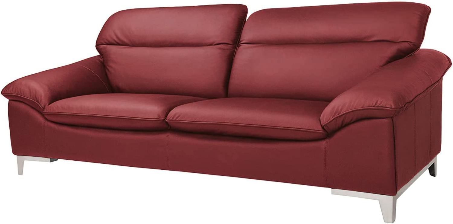 Mivano Ledersofa Teresa / Große Echtleder-Couch mit verstellbaren Kopfstützen / 235 x 84 x 109 / Leder Rot Bild 1