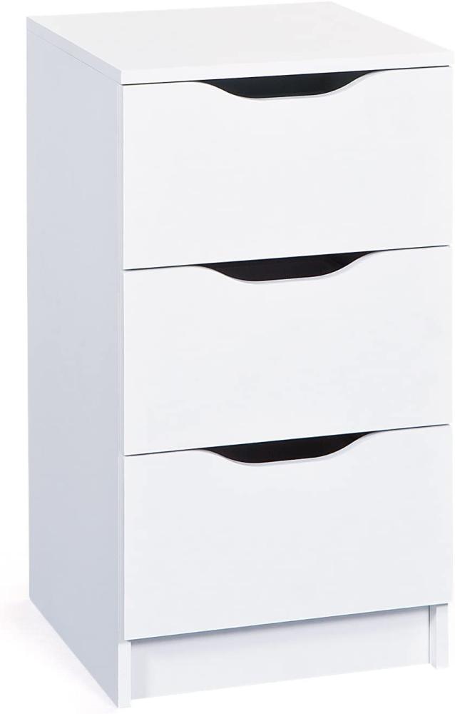 Kommode mit 3 Schubladen aus weiß lackiertem Laminat Bild 1