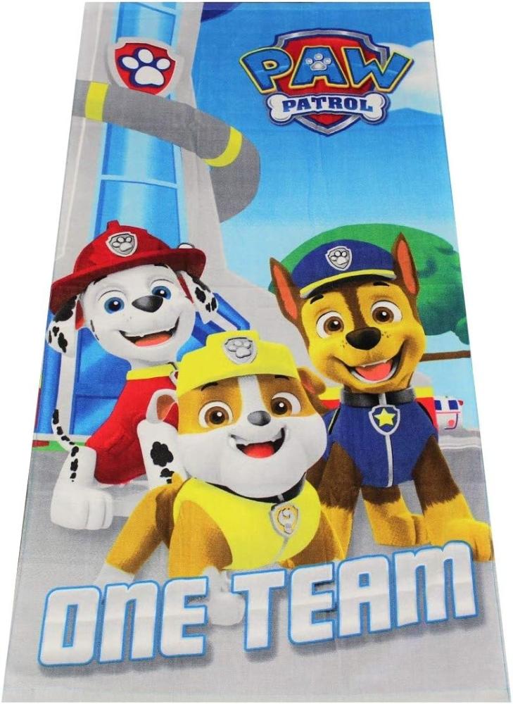 Paw Patrol One Team Kinder Badehandtuch mit Chase, Rubble & Marshall für Kinder Bild 1