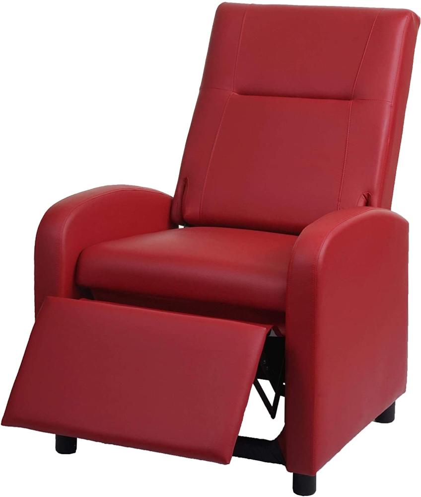 Fernsehsessel HWC-H18, Relaxsessel Liege Sessel, Kunstleder klappbar 99x70x75cm ~ rot Bild 1