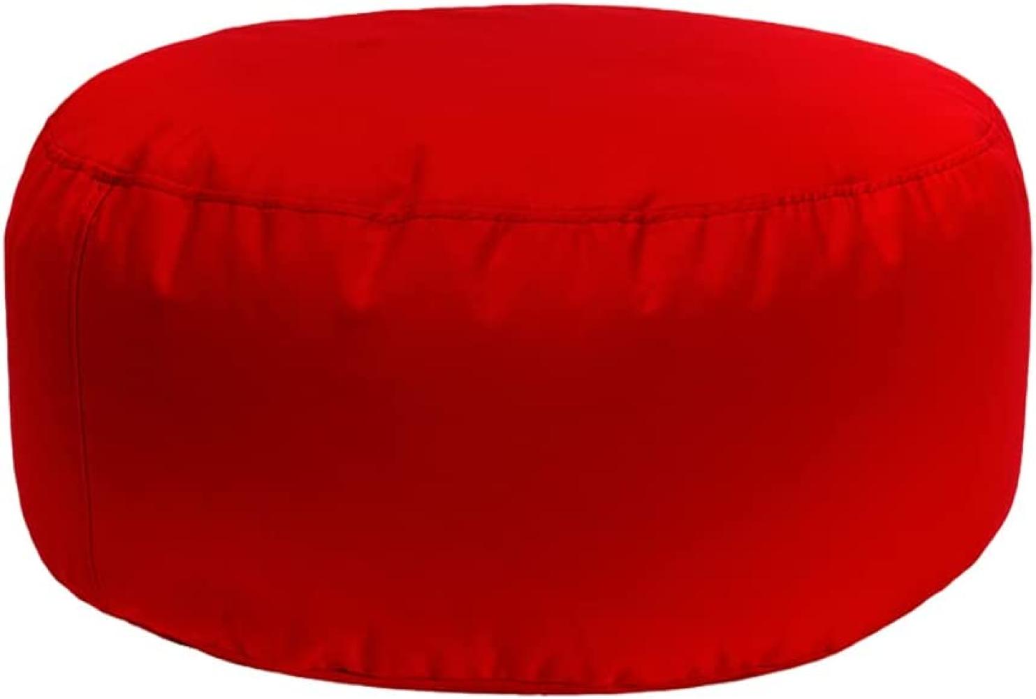 Bruni Pouf Sitzhocker L in Rot – runder Sitzpouf, Indoor und Outdoor als Fußhocker, Yoga-Sitzkissen, Meditationskissen geeignet Bild 1