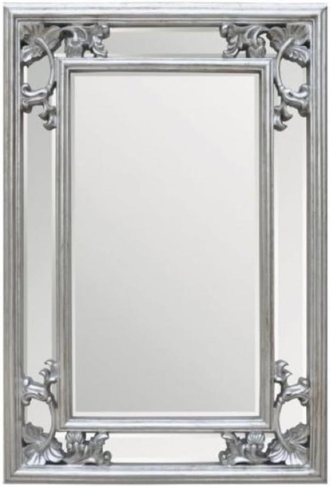 Casa Padrino Barock Spiegel Silber 66 x H. 96 cm - Rechteckiger Wandspiegel im Barockstil - Prunkvoller Antik Stil Garderoben Spiegel - Barock Interior - Barock Möbel Bild 1