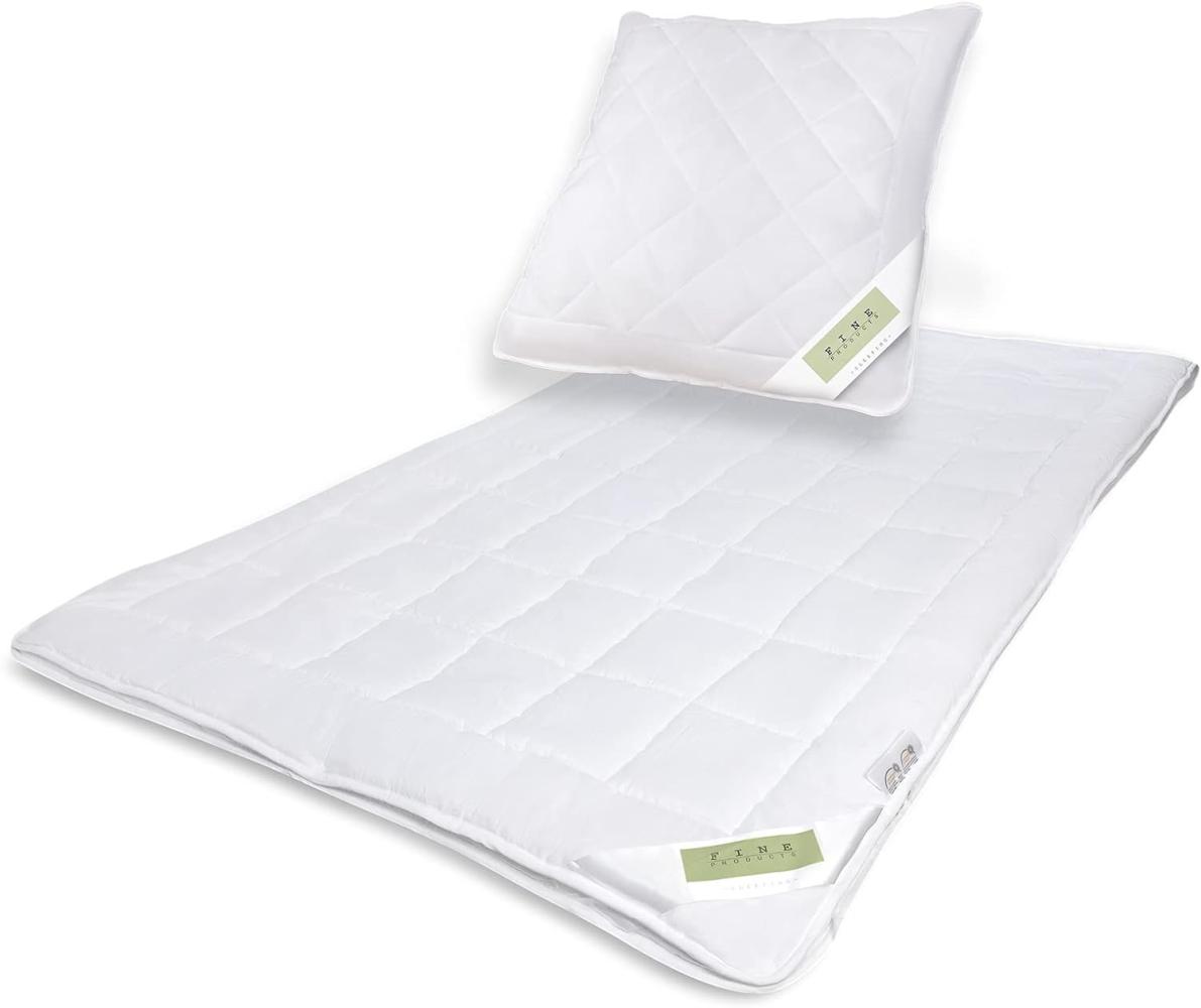 Julido 4-Jahreszeiten Komplettset Decke 135x200cm Kissen 80x80cm Deckenfüllung 500+700g Kissenfüllung 1000g Steppbett mit Druckknöpfen Ganzjahres-Bett Zudecke Kopfkissen Bild 1