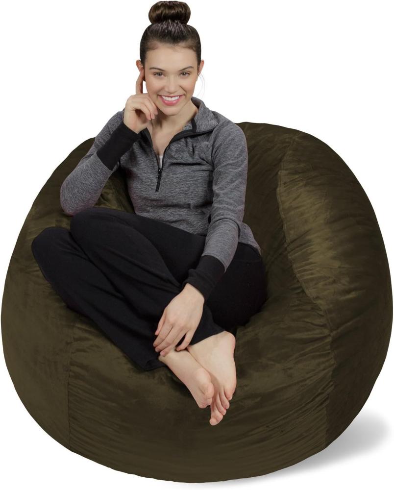 Sofa Sack XL-Das Neue Komforterlebnis Sitzsack mit Memory Schaumstoff Füllung-Perfekt zum Relaxen im Wohnzimmer oder Kinderzimmer-Samtig weicher Velour Bezug in Talismangrün Bild 1